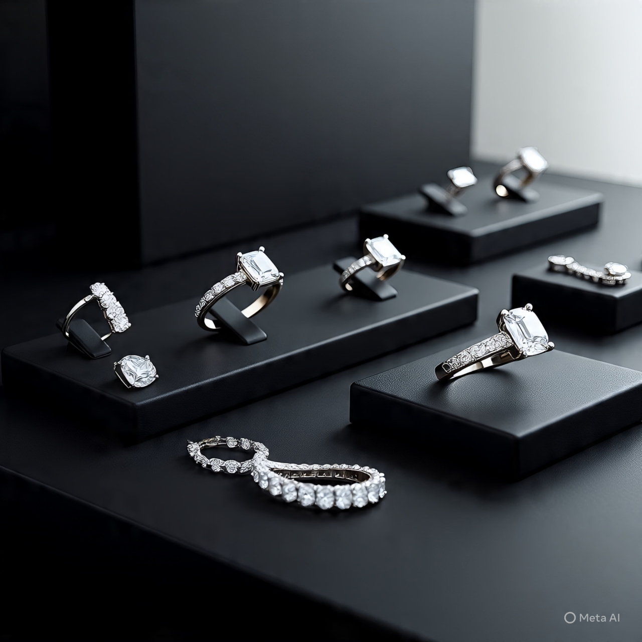 Ethical diamond jewelry collection displayed with premium presentation